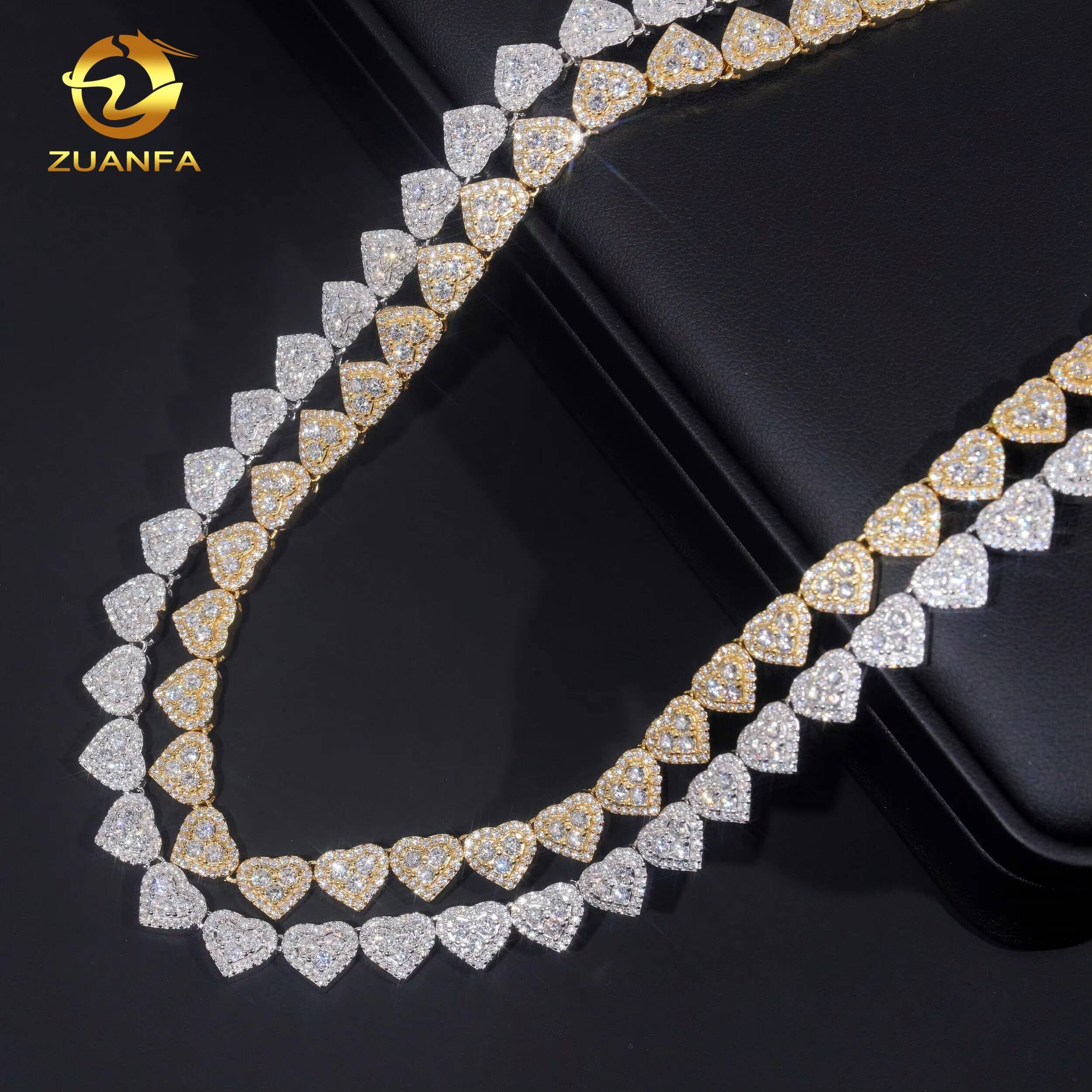 GRA Certificate 8mm Heart Shape Hip Hop Jewelry Iced Out Bracelet Diamond Cuban Link Chain Moissanite Necklace Bracelet Men