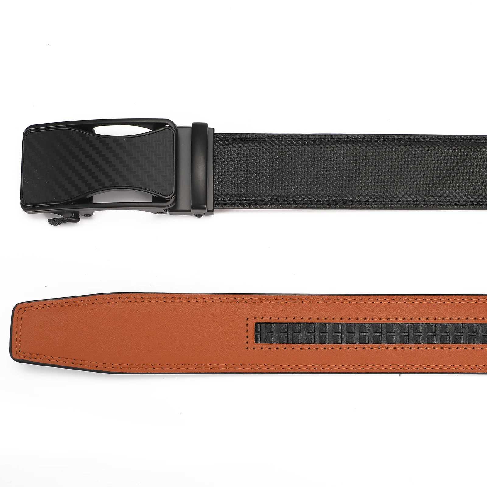 Automatic Buckle Ratchet Belt for Men BlackBlue Carbon Fiber Pattern Belts Male Leather Mens Waist Strap Formal Luxury Brands W251018