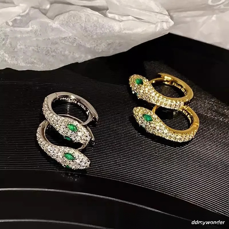 S Sterling Sier Serpentine Earrings For Women - Fashion Micro Zircon Inlaid Bright Hip Hop Style Ddmywonder