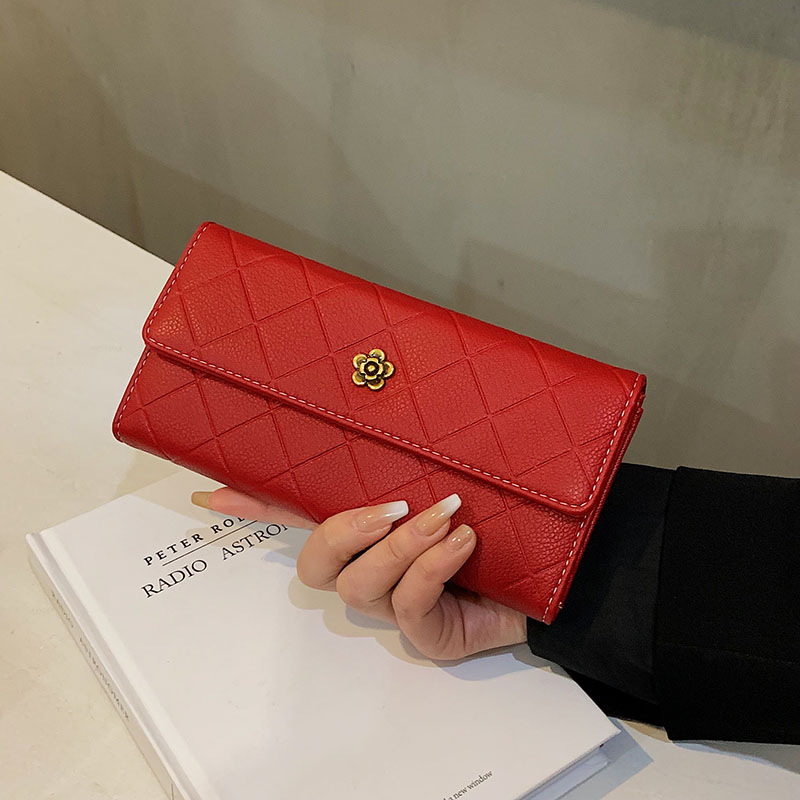 Luxury Brand Designer Bag Camellia Long Wallet For Women 2025 New Korean Style Simple Coin Purse Large Capacity 70% Off Fold Handheld Wallet For Women
