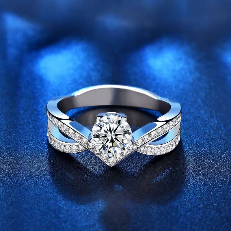 Fashion Jewelry Rings Diamond Moissanite Ring 925 Sterling Silver Double Slim Waist Princess Wedding Rings Female Jewelry