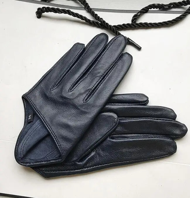 Autumn and winter womens short sheepskin gloves thin genuine leather gloves half palm black glove 8 colors R025 251015
