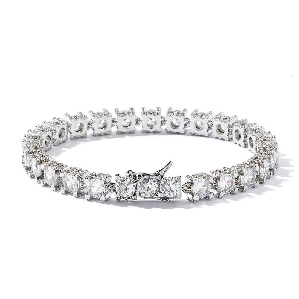 Eskeem 6mm High Quality 925 Sterling Silver Moissanite Brilliant Tennis Shining Bracelet Pass the Diamond Test