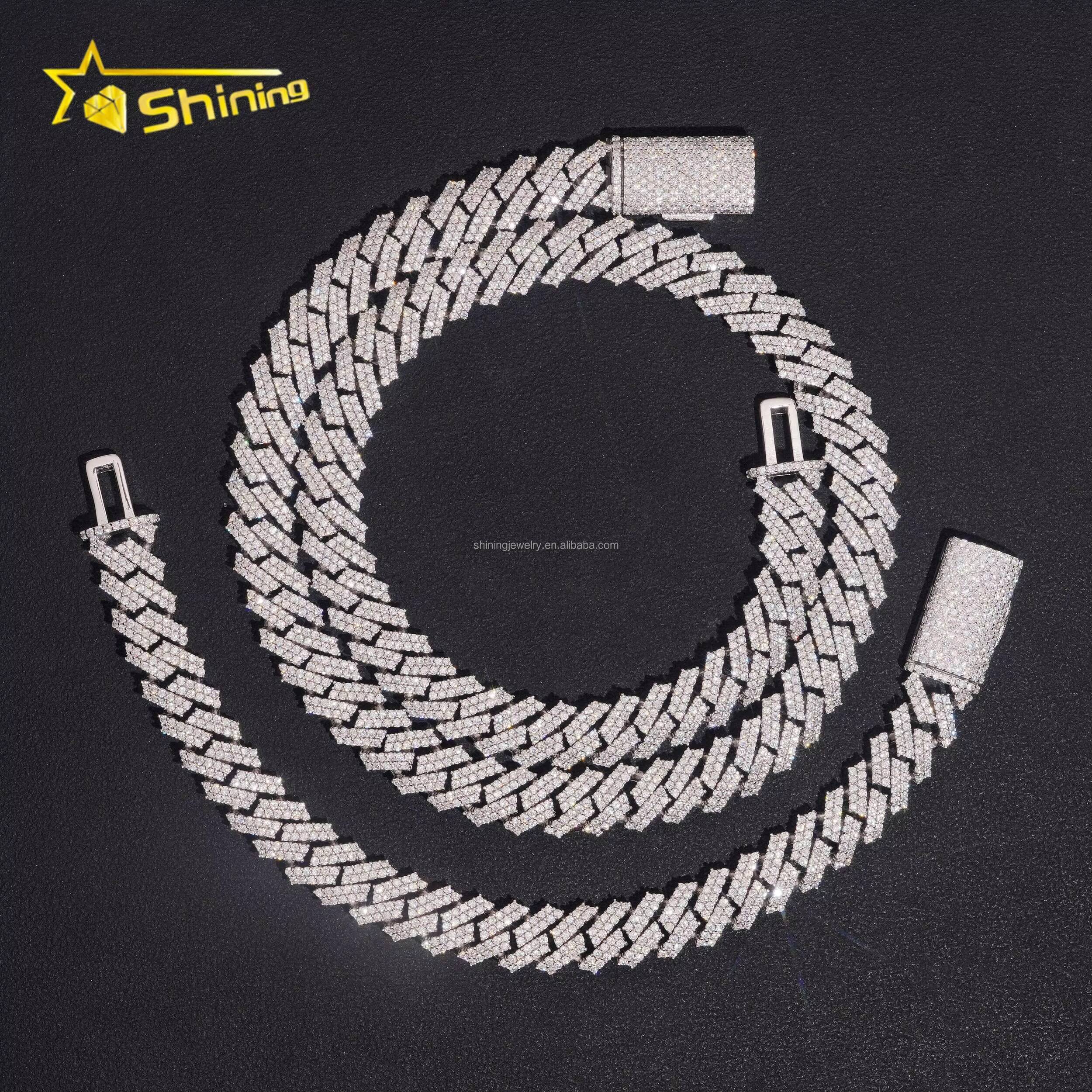 10mm Two Rows Stone Square Shape New Arrivals GRA Certificate S925 Iced Out FL Moissanite Miami Cuban Link Chain Bracelet