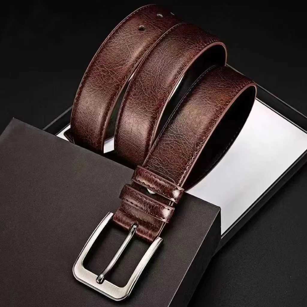 Authentic genuine leather luxury brand mens belt fashionable business alloy needle buckle belt for men W251018