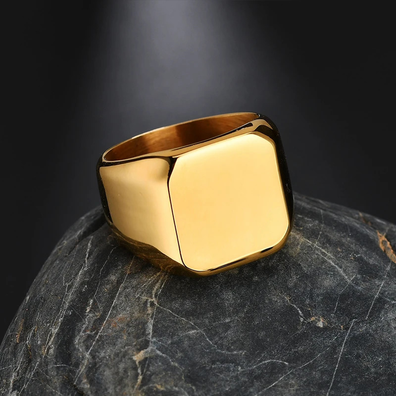 Customized Engraved Name Po Ring For Men Women Stainless Steel Square Width Personalized Family Lovers Jewelry Gift 251008