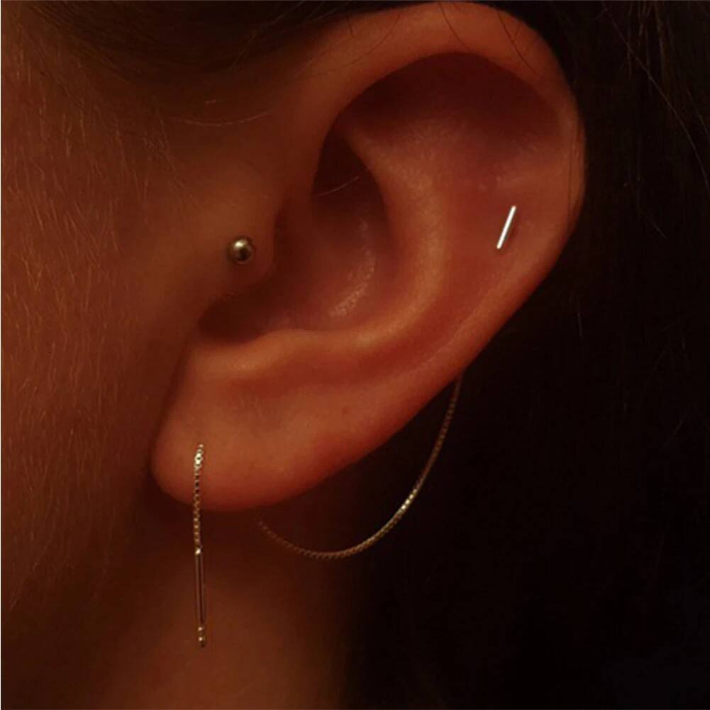 Luxury earrings Fashion Minimalist Long Earring Silver Color Simple Tassel Chain Earrings Women Ear Line Jewelry Gift free shipping