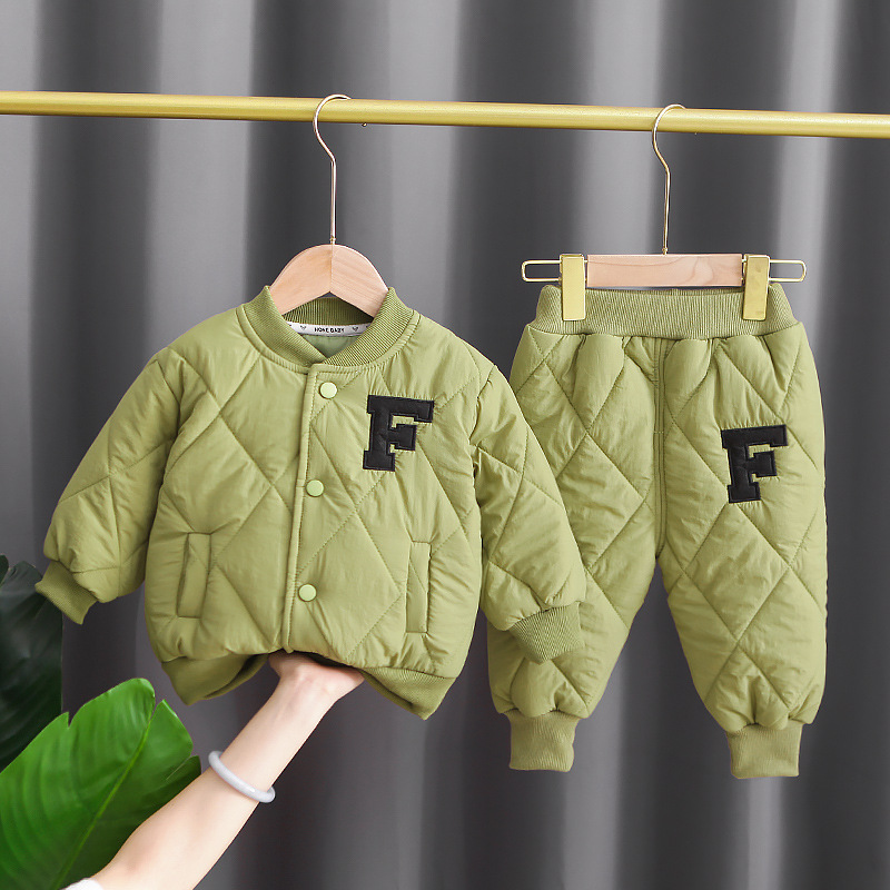 Boys' cotton coat, winter thick children's winter clothing, letter cotton coat 2025 new style, baby's stylish free shipping designer