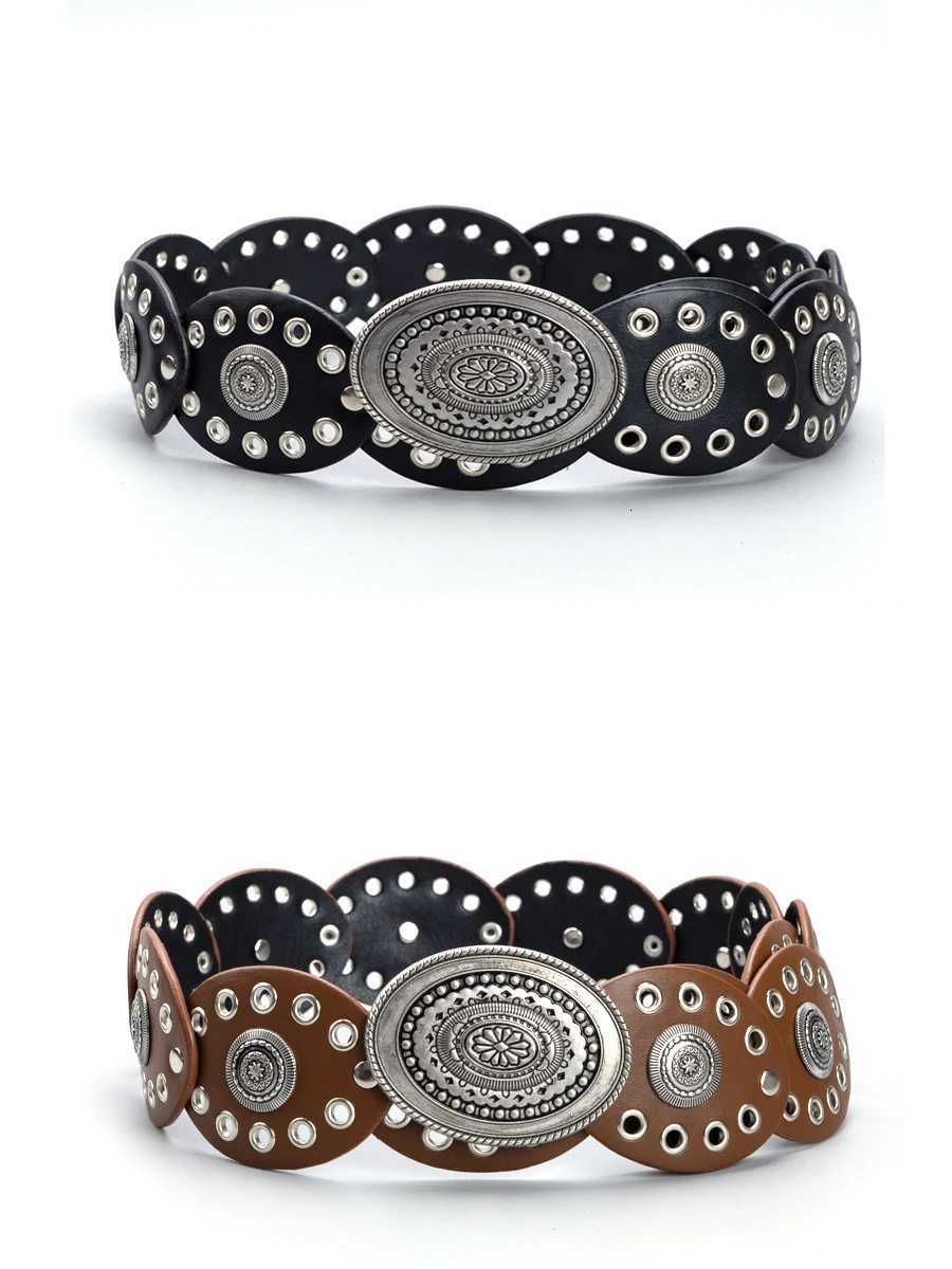 Cowgirl Cowboy Hollowed out oval PU eyeletPunk performance Ladies Belts Retro Waist Decorate accessory Girdle On Clothing Coa W251018