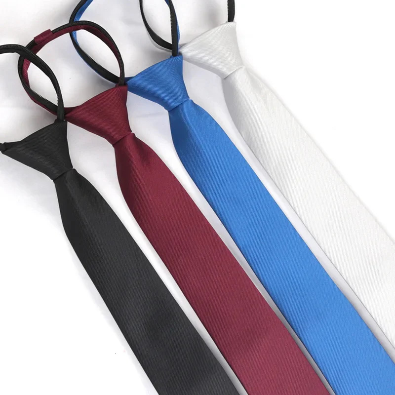 Unisex Black Simple Clip on Tie Women Men Zipper Ties Shirt Accessories Necktie for Man Skinny Slim Narrow Party Wedding Necktie 251014