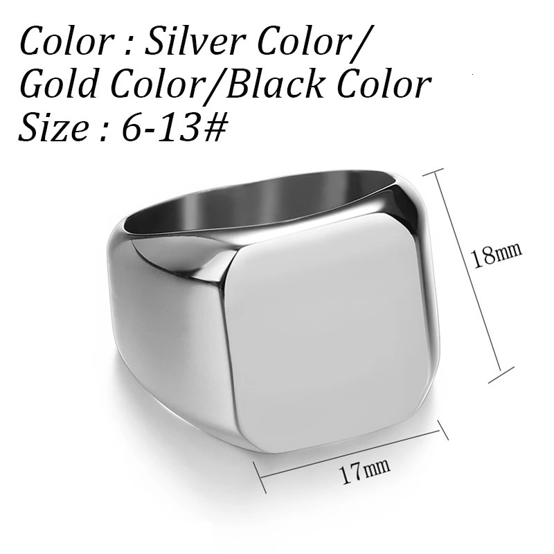 Customized Engraved Name Po Ring For Men Women Stainless Steel Square Width Personalized Family Lovers Jewelry Gift 251008