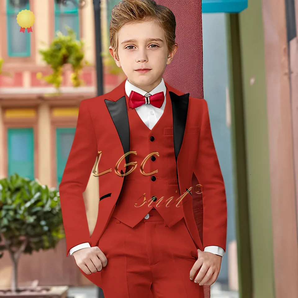 Boys shawl collar tuxedo 3piece set jacket vest trousers wedding party event celebration custom tuxedo suit 251017