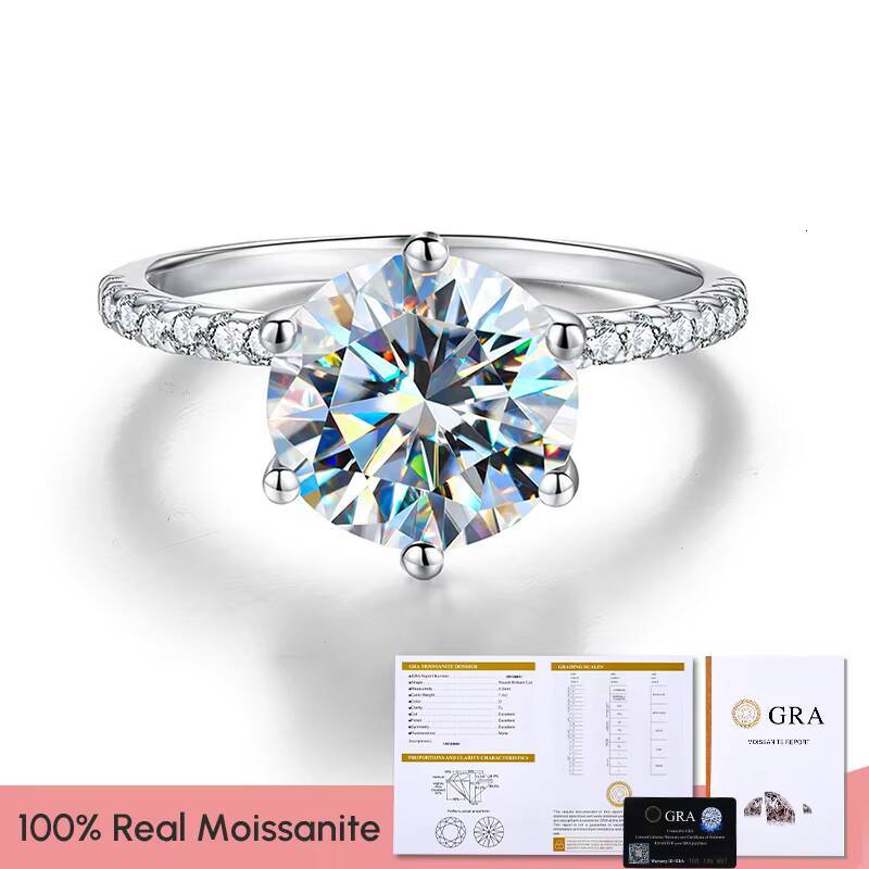 Luxury 925 Sterling Silver Wedding Rings Women Trendy 3CT VVS Clarity Pass Diamond Tester Halo Shape Moissanite Ring