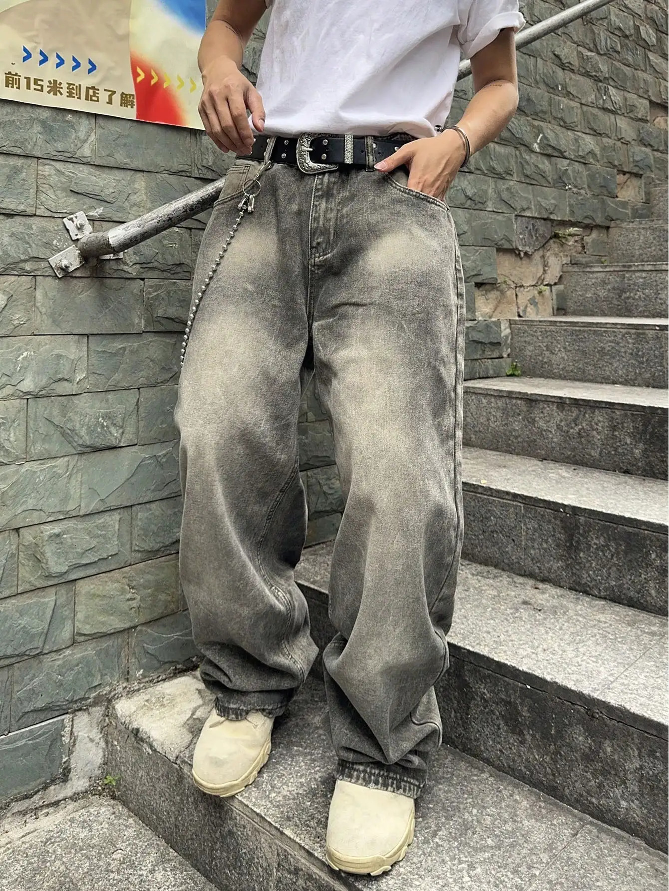 Vintage Men y2k Stretchy Baggy Denim Jeans For Fashion Casual pants Streetwear Hip Hop WideLeg Straight Trousers 251014