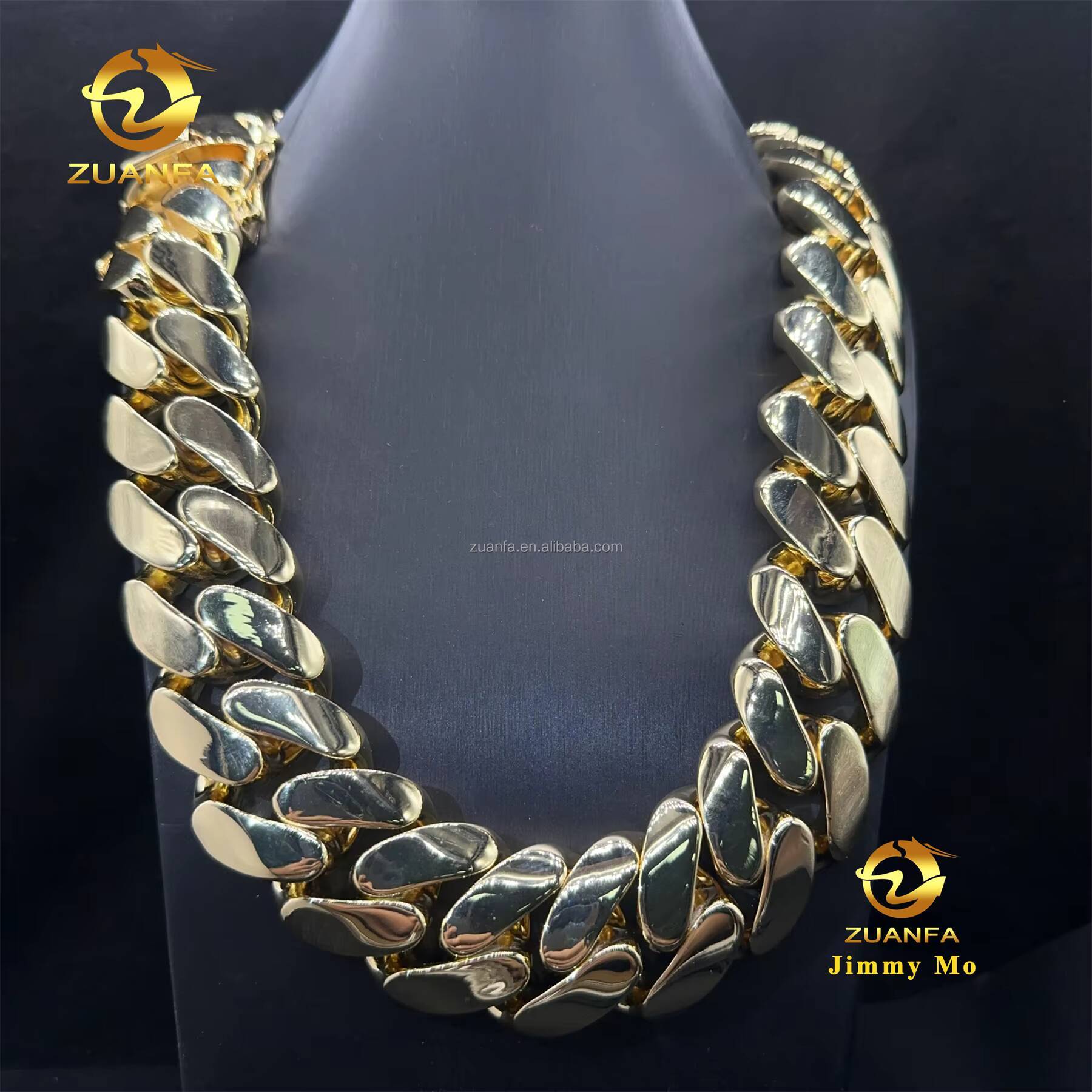Wholesale 20mm Big Guy Heavy 14k Solid Gold Plated Fashion Style Rapper Hip Hop Style Iced Out Miami Plain Cuban Link Chain