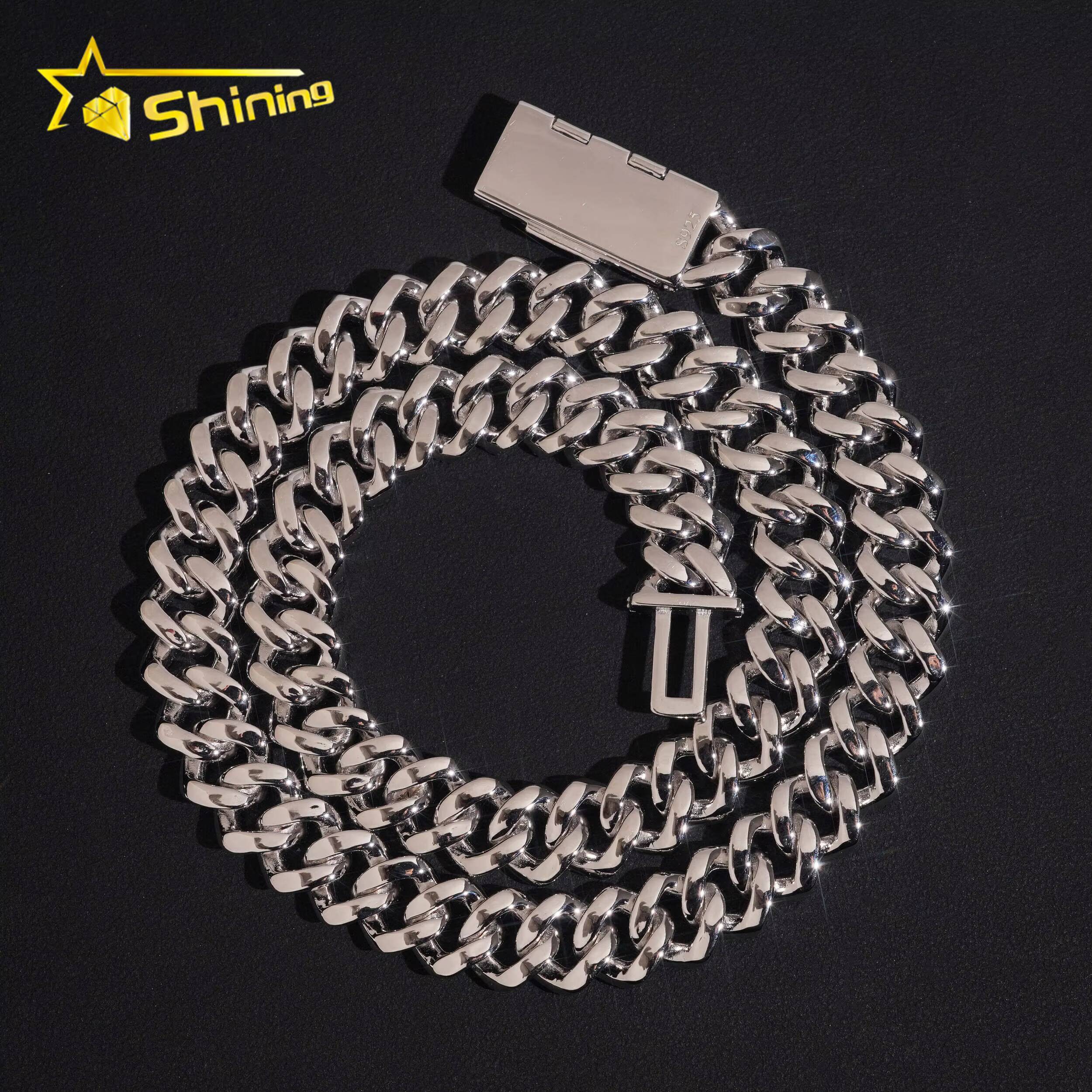 Fast Shipping Necklace 1213mm VVS Iced Out Moissanite Pass Diamond Test 925 Silver Gold Hip Hop Cuban Link Chain Fine Jewelry