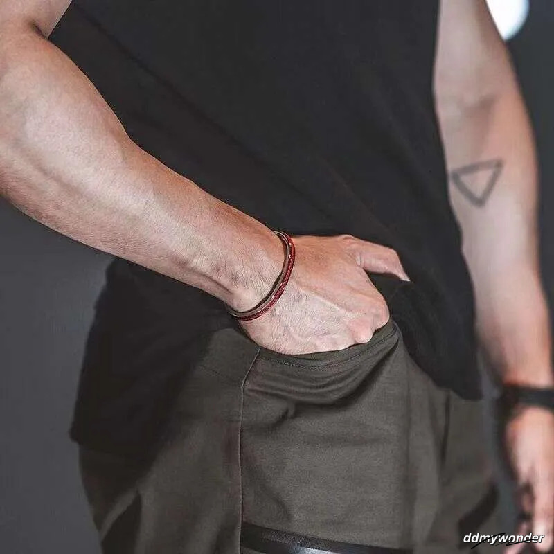 Handwoven Red Rope - Open Design, Creative Couple Bracelet With Black Accents Ddmywonder