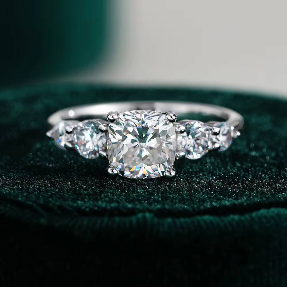 Square PrincessSquare Radian Cut Moissanite Rings S925 Sterling Silver 2CT Moissanite Diamond Wedding Engagement Ring for Women