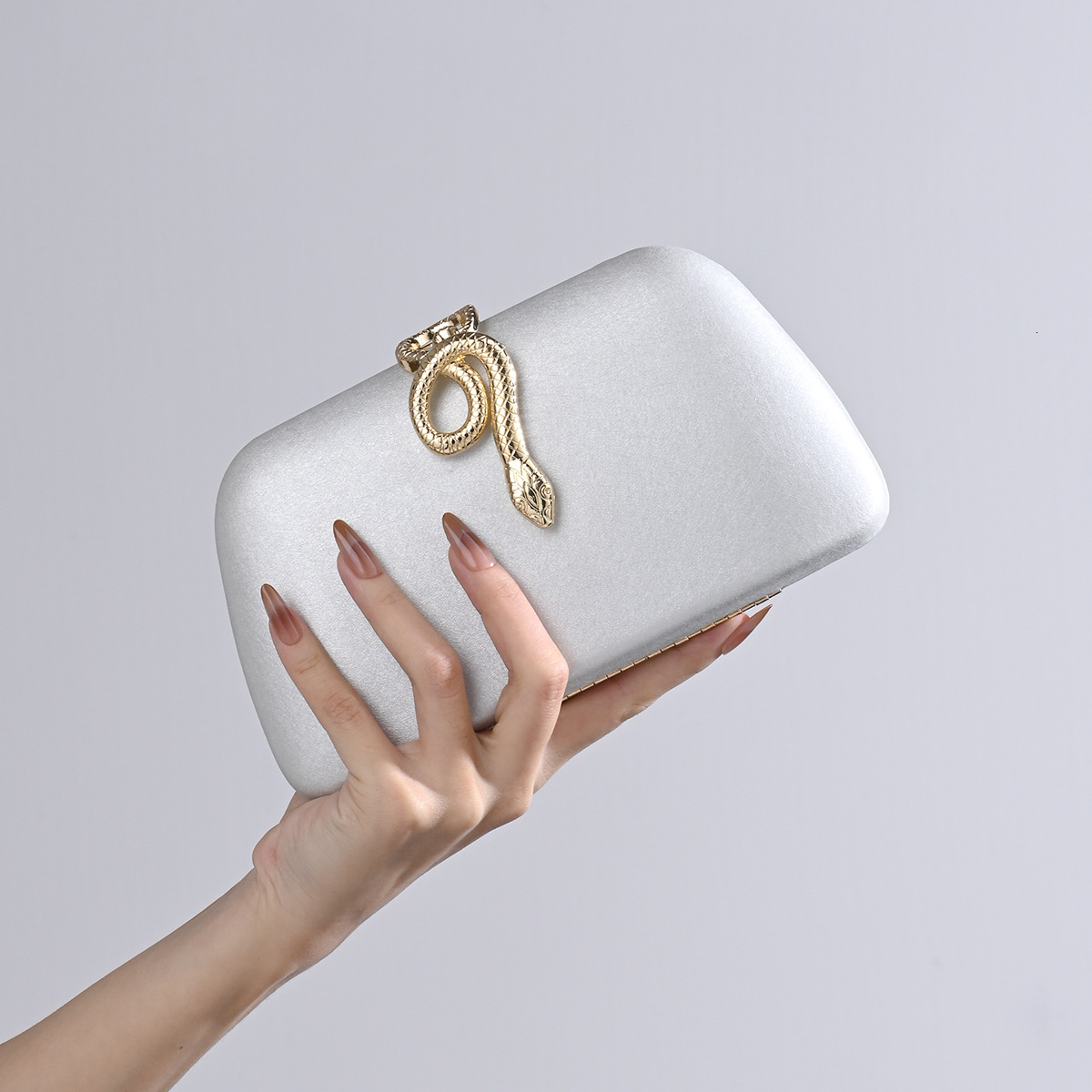 Luxury Brand Designer Bag New Metal Snake-Shaped Niche Design Clutch Evening Dress Single Shoulder Crossbody Chain Party Bag