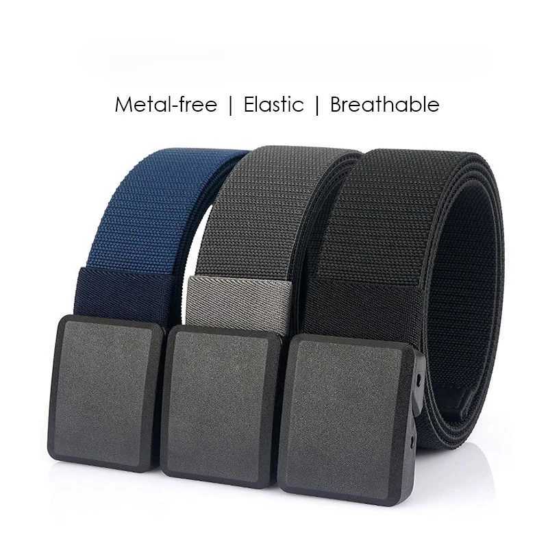 New Metalless Elastic Belt for Men and Women Premium Plastic Buckle Stretch Casual Belt 120cm Jeans Girdle Male W251018