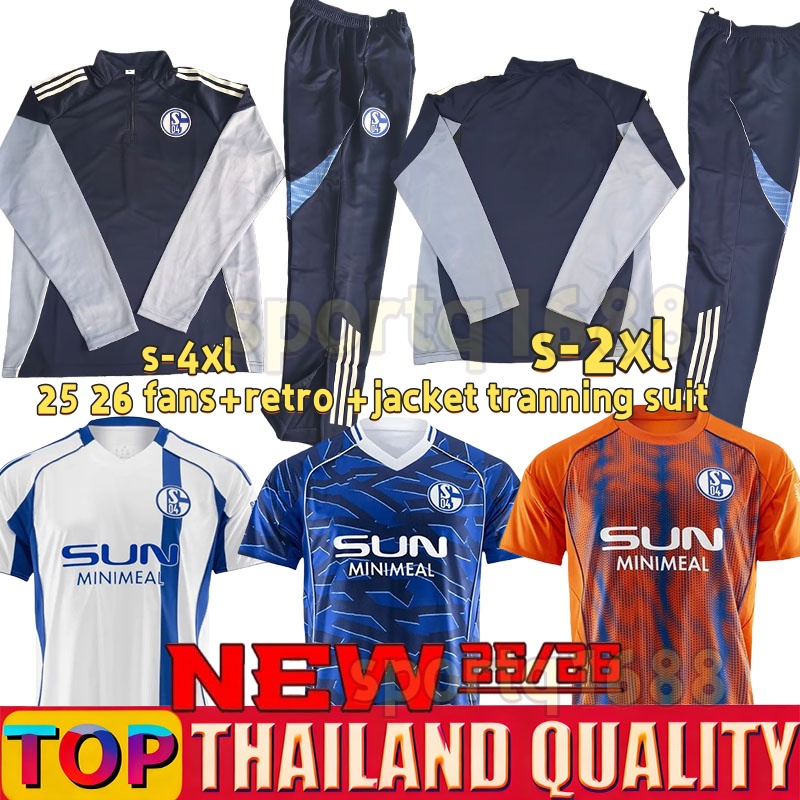 25 26 FC Schalke 04 jacket Trainning suit Soccer Jerseys Retro 00 02 10 11 SCHALLENBERG SYLLA KARAMAN MATRICIANI BACHMANN WASINSKI HAMACHE 25 26 football jacket suit