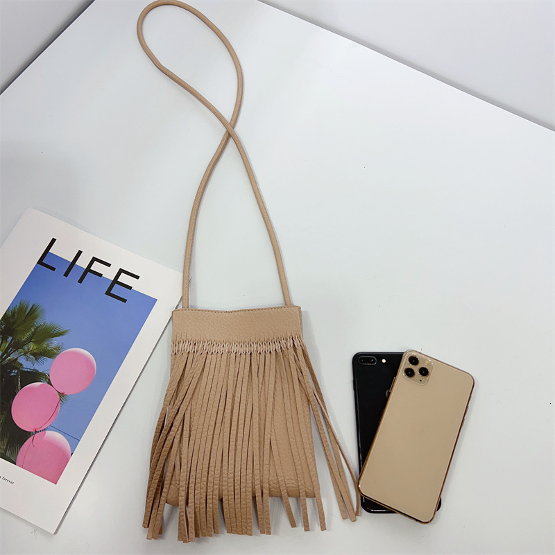 Luxury Brand Designer Bag Korean Style Tassel Crossbody Small Bag Comfortable Soft Leather Neck Hanging Phone Bag Textured Single Shoulder Casual Vers