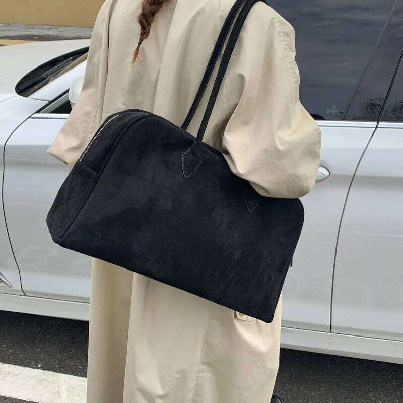 Vintage Suede Boston Bag Korean-Style Casual Large-Capacity Commuter Bag Square Shoulder Tote Bag Handbags And Purses Best Seller