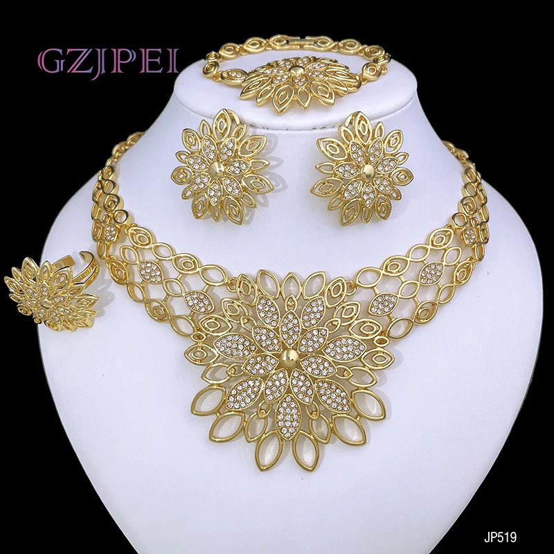 Jewelry Set For Women High Quality 18K Gold Plated Dubai Jewelry Necklace Earring Ring Bracelet Trending 251016