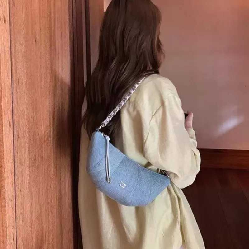 JIAERDI Retro Denim Hobos Bags Purse Women Hot Girls Chain Chic Light Blue Messenger Bag Female Harajuku Aesthetic Crossbody Bag Z251018