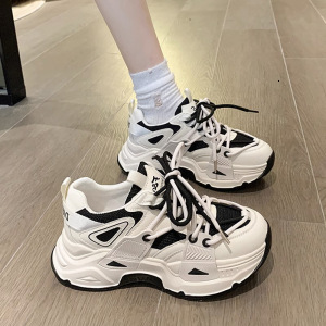 New women's sports shoes with wool lining for warmth, black and white straps, fashionable soft sole, anti slip, designer children's shoes