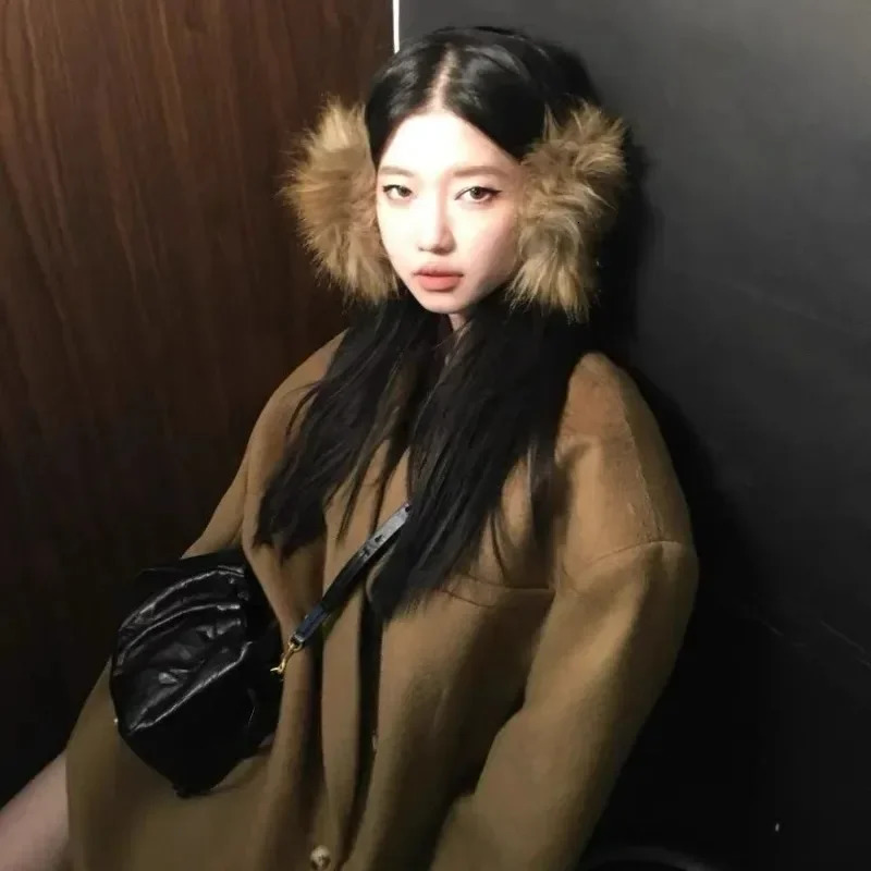 Outdoor faux fur ear muffs winter warm earplugs brown plush anticold windproof ear covers for men and women 251014