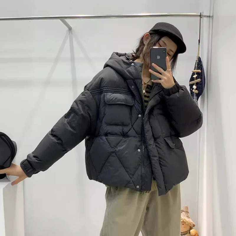 Winter Hooded Versatile Short Down Coats Women White Duck Jacket Thickened Warm Puffer Loose Over Size Outwear 251017