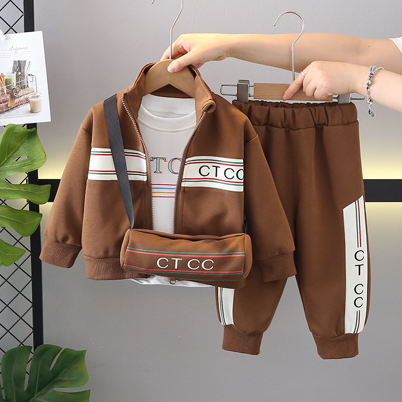 Free Shipping Luxury Kids 3-Piece Set 2025, Premium Long Sleeve Cardigan Outfit for Toddlers & Little Kids, Boutique Autumn Wear