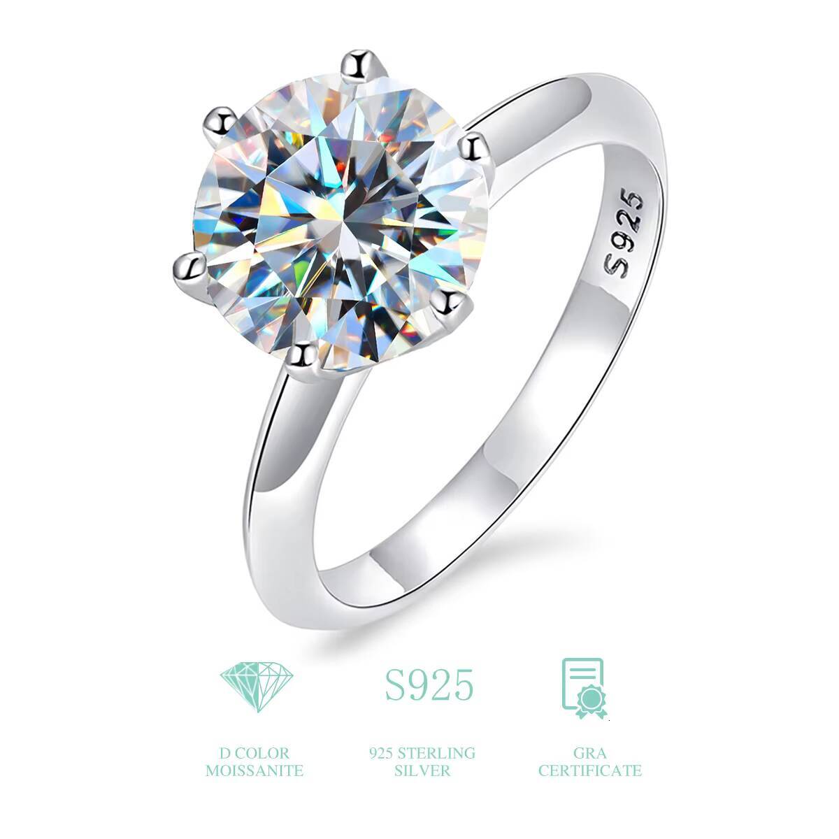 Real 925 Sterling Silver Gemstone Womans Diamond Ring Moissanite Solitaire Rings for Women Engagement Luxury Fine Jewelry