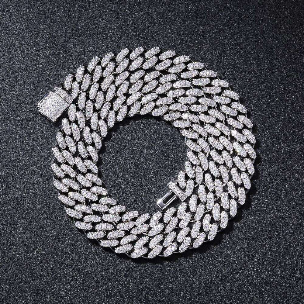 Necklace Ice Out Pure Sier Carbon Silicon Stone Cuban Chain Hip Hop Jewelry