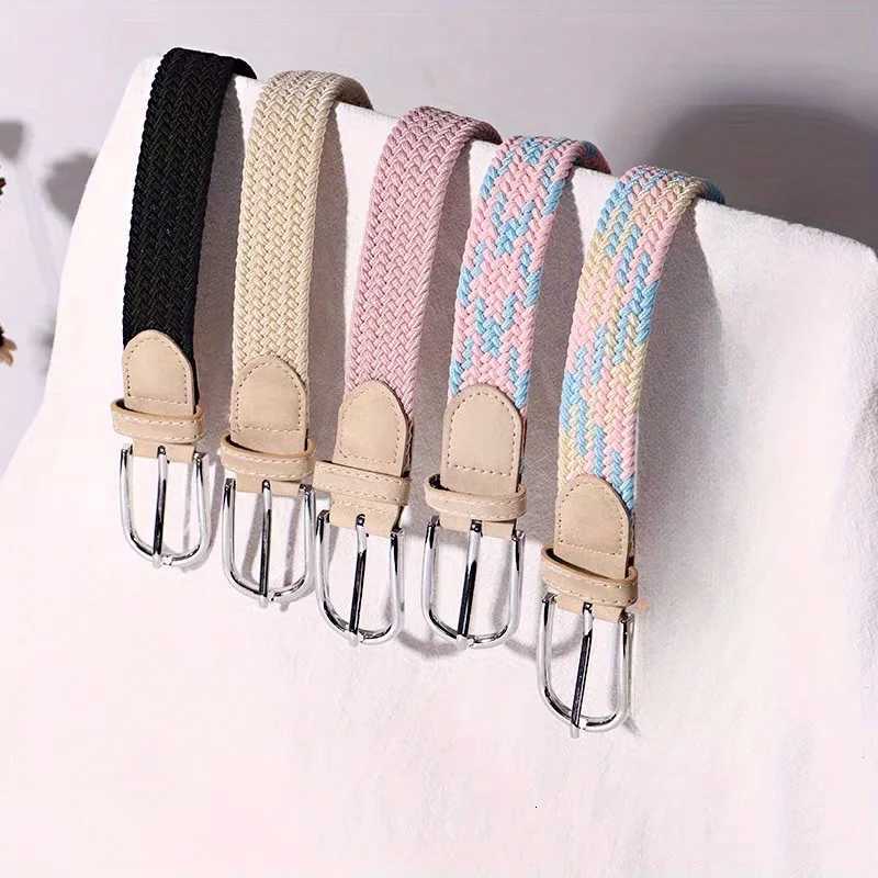 PunchFree Belt Womens AllMatching Jeans Canvas Belt Woven Elastic Stretch Pin Buckle Student Lazy Woven Belt W251018