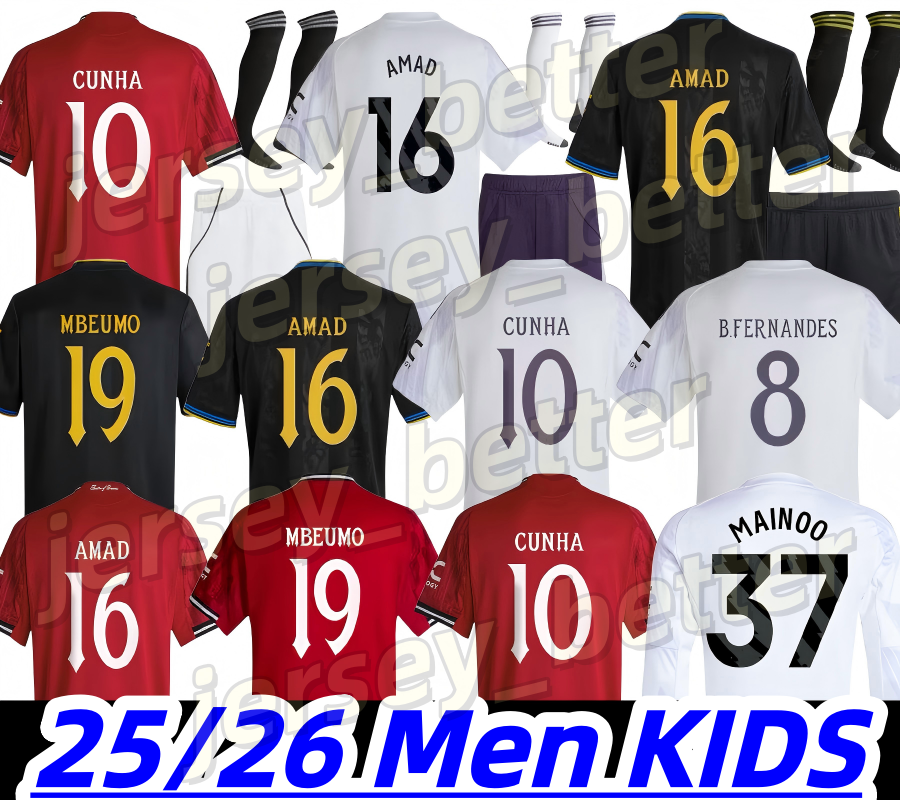 25 26 soccer jerseys United B.FERNANDES RASHFORD Football Shirt 2025 2026 Men Kid Kits MARTINEZ CASEMIRO ANTONY Garnacho HOJLUND Stone Roses MAINOO Uniforms XXXL