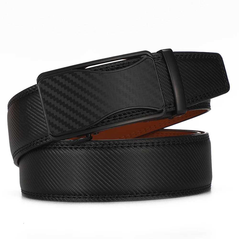 Automatic Buckle Ratchet Belt for Men BlackBlue Carbon Fiber Pattern Belts Male Leather Mens Waist Strap Formal Luxury Brands W251018