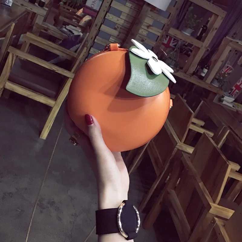 Womens Creative Cute Versatile Shoulder Crossbody Bag Chain Orange Round Bag Z251018