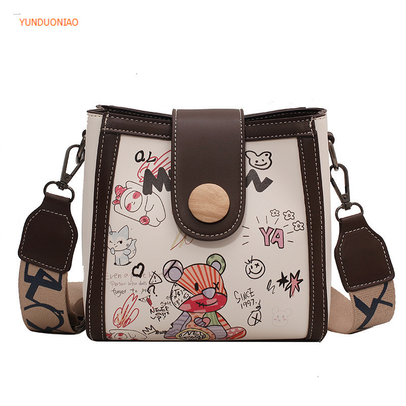 New autumn and winter designer bags trendy luxury handbags women's crossbody bags new fashion broadband cartoon teddy bear pattern bucket bags