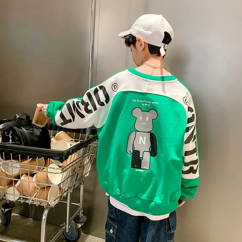 Fashion Boys Sweatshirt Autumn Thin Long Sleeve Fleecelined Winter Top Streetwear For Kids 251017