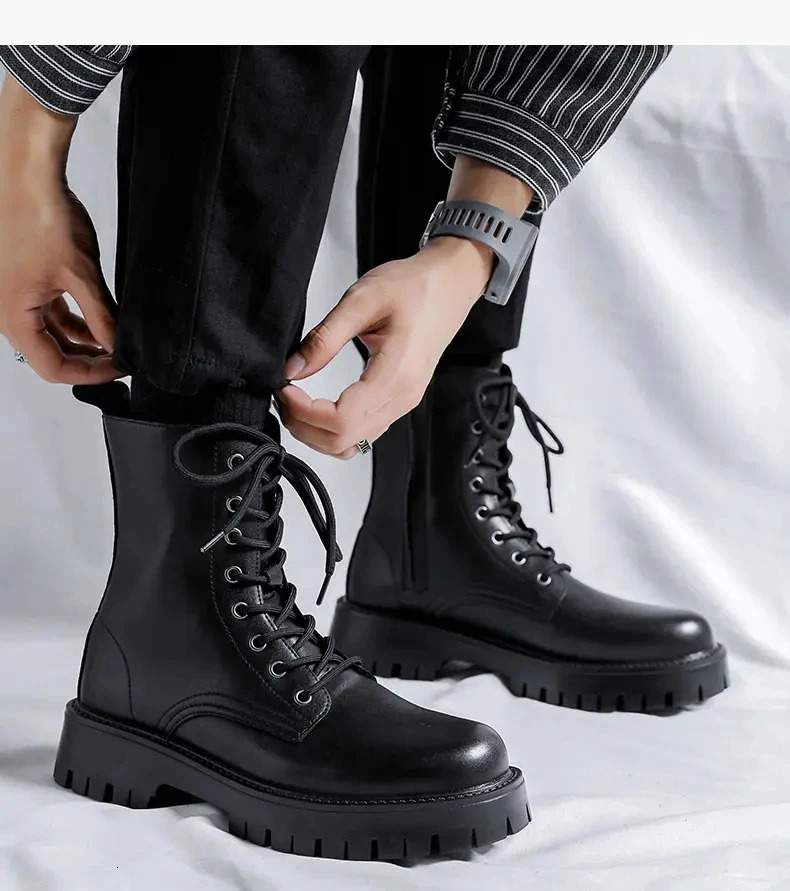 Mens Classic Leather Chelsea Boots Side Zip Winter Plush Ankle Dress Boot Stylish Fashion Casual Boots for Men 251010