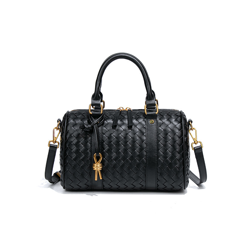 Spring Summer New Handheld Boston Woven Business Commuter Travel Bag Single Shoulder Crossbody Handbag