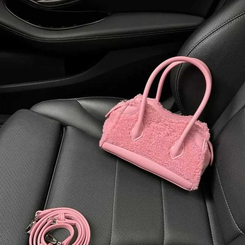 JIAERDI Sweet Cute Plush Handbag Women Faux Shearling Panel Shoulder Bag Ladies 2025 New Autumn Winter Fashion Chic Shoulder Bag Z251018