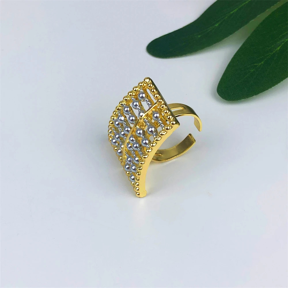 Geometric Two Tones Collar 4Pcs Jewelry Set for Women Chunky Necklace Drop Earrings Bracelet Ring Bridal Wedding Party Gifts 251016