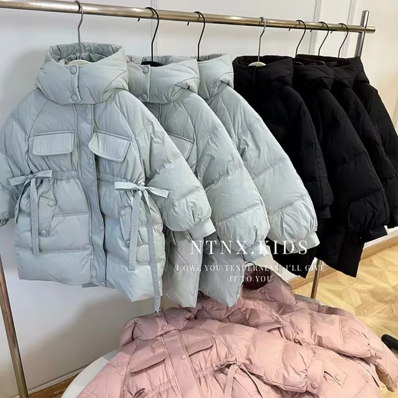 Kids Girls Solid Cotton Coat Loose Full Sleeve Hooded Thermal Padded Jacket 513Y Children Autumn Winter Warm Long Quilted Coats 251017