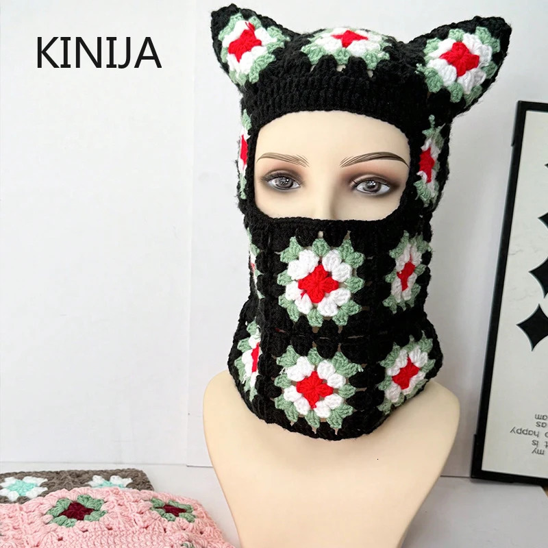 Colorful Handmade Beanie Hat Full Face Cover Mask Hat Balaclava Hat Y2K Harajuku Punk Gothic Knitted Cap Winter Women Men Cold 251014