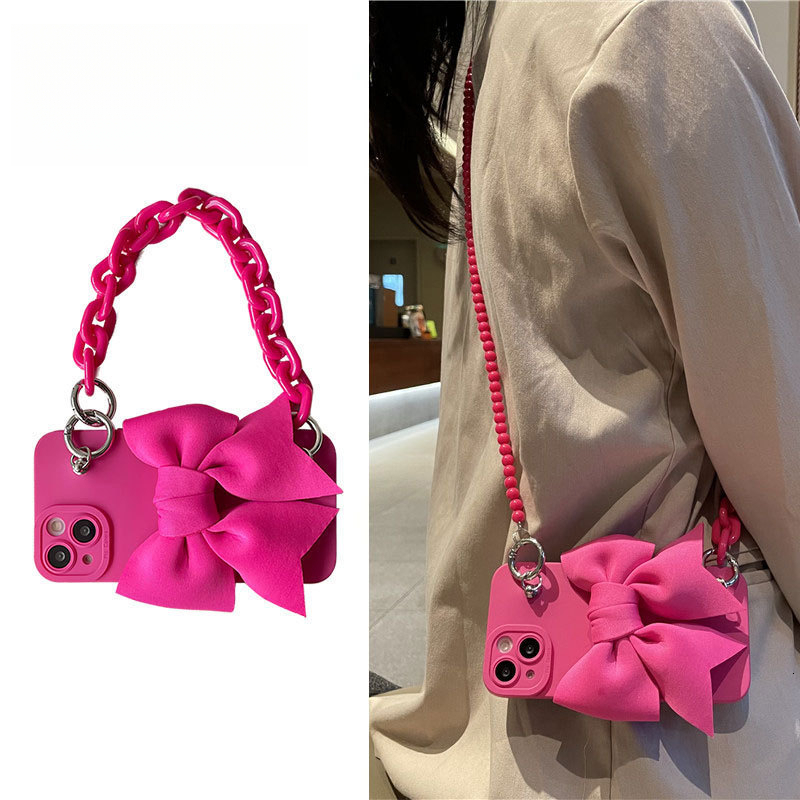 3D Rose Red Bow Crossbody Strap Case for iPhone 17 Pro Max with Wrist Strap and Lanyard