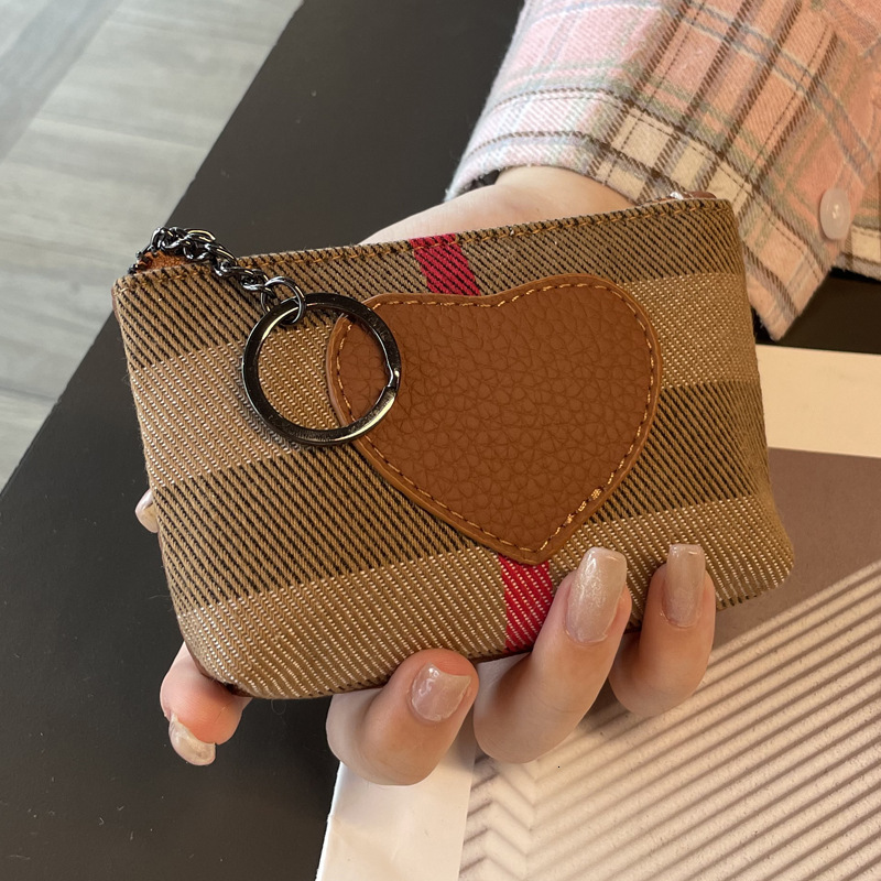Luxury Brand Designer Bag High-End Genuine Leather And Canvas Shell Plaid Coin Purse For Women, French Luxury Gentle Style, Custom Small Wallet, New M