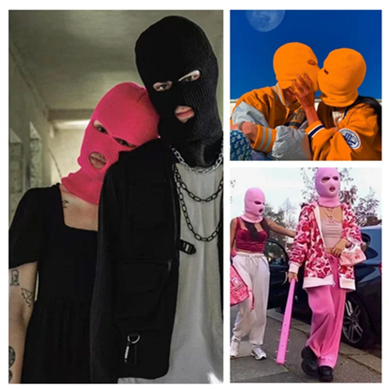 Unisex Balaclava Full Cover Style Ski Mask Hat 3 Holes Hat Tactical Windproof Ribbed Knit Beanie Cap 251014